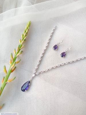 Modern Design Silver Plated 3 Pcs Gemstone Pendant Set for Women