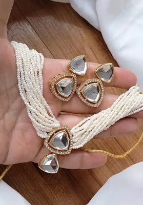 Pearl Stone Gold Plated Kundan Choker Set