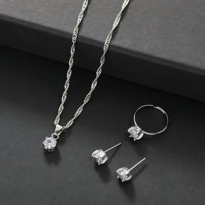 Silver Plated Zircon Necklace Set