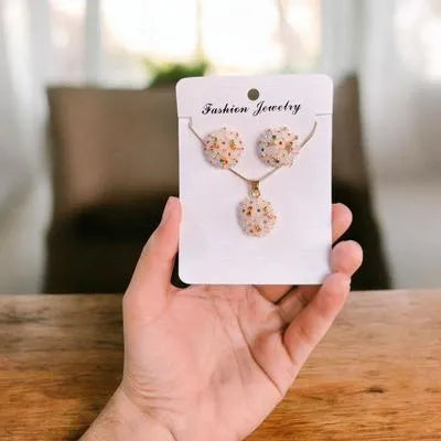 Funky Gold Plated Crystal Pendant Set