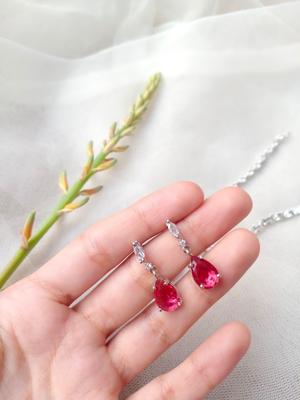 Modern Design Silver Plated 3 Pcs Gemstone Pendant Set for Women