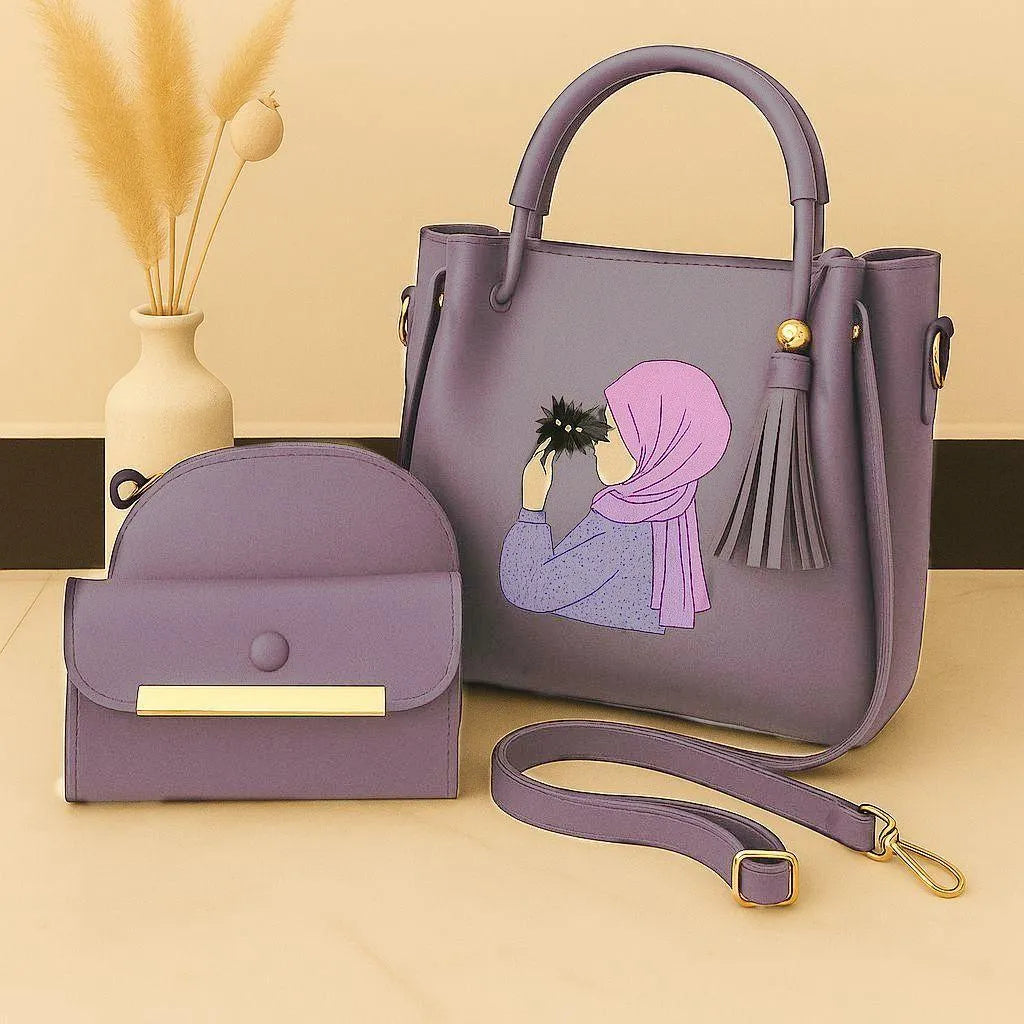 Women's PU Leather Printed Hand Bag Set