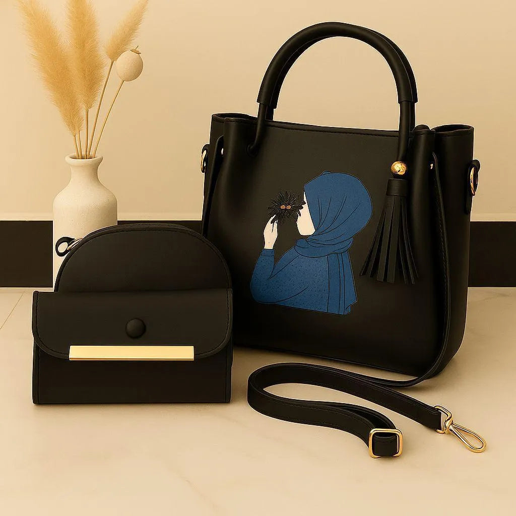 Women's PU Leather Printed Hand Bag Set