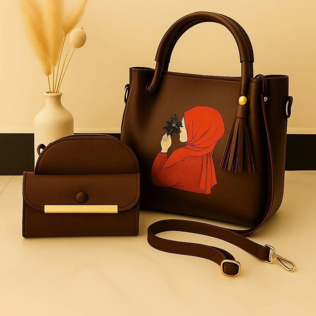 Women's PU Leather Printed Hand Bag Set