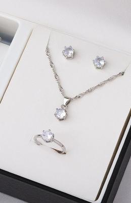 Silver Plated Zircon Necklace Set