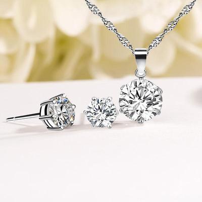Silver Plated Zircon Necklace Set