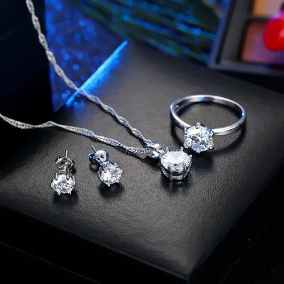 Silver Plated Zircon Necklace Set