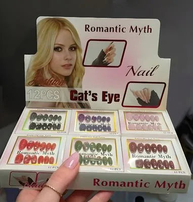 12 pcs of Press-on nails Set Stylish, Reusable, Easy To Apply