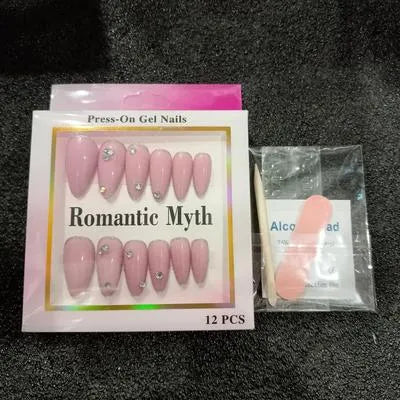 12 pcs of Press-on nails Set Stylish, Reusable, Easy To Apply