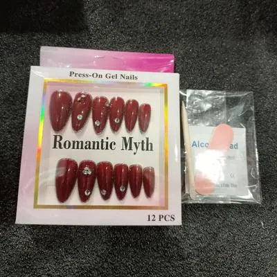 12 pcs of Press-on nails Set Stylish, Reusable, Easy To Apply