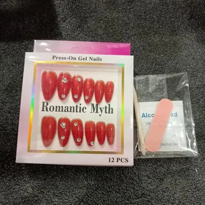 12 pcs of Press-on nails Set Stylish, Reusable, Easy To Apply