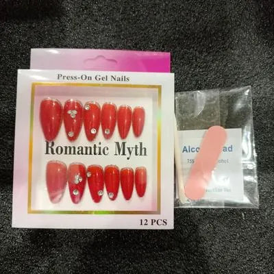 12 pcs of Press-on nails Set Stylish, Reusable, Easy To Apply