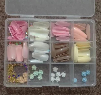 96 Pcs Multicolor Nails With Beads Smooth and Even Coverage Artificial Nails, 1 Pack