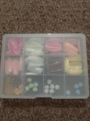 96 Pcs Multicolor Nails With Beads Smooth and Even Coverage Artificial Nails, 1 Pack