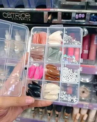 96 Pcs Multicolor Nails With Beads Smooth and Even Coverage Artificial Nails, 1 Pack