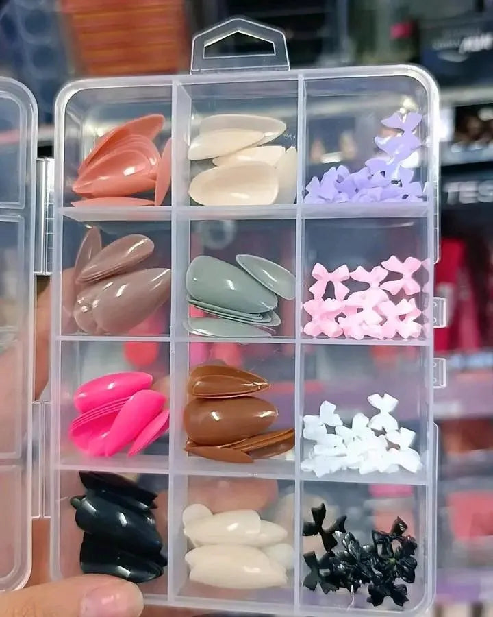 96 Pcs Multicolor Nails With Beads Smooth and Even Coverage Artificial Nails, 1 Pack